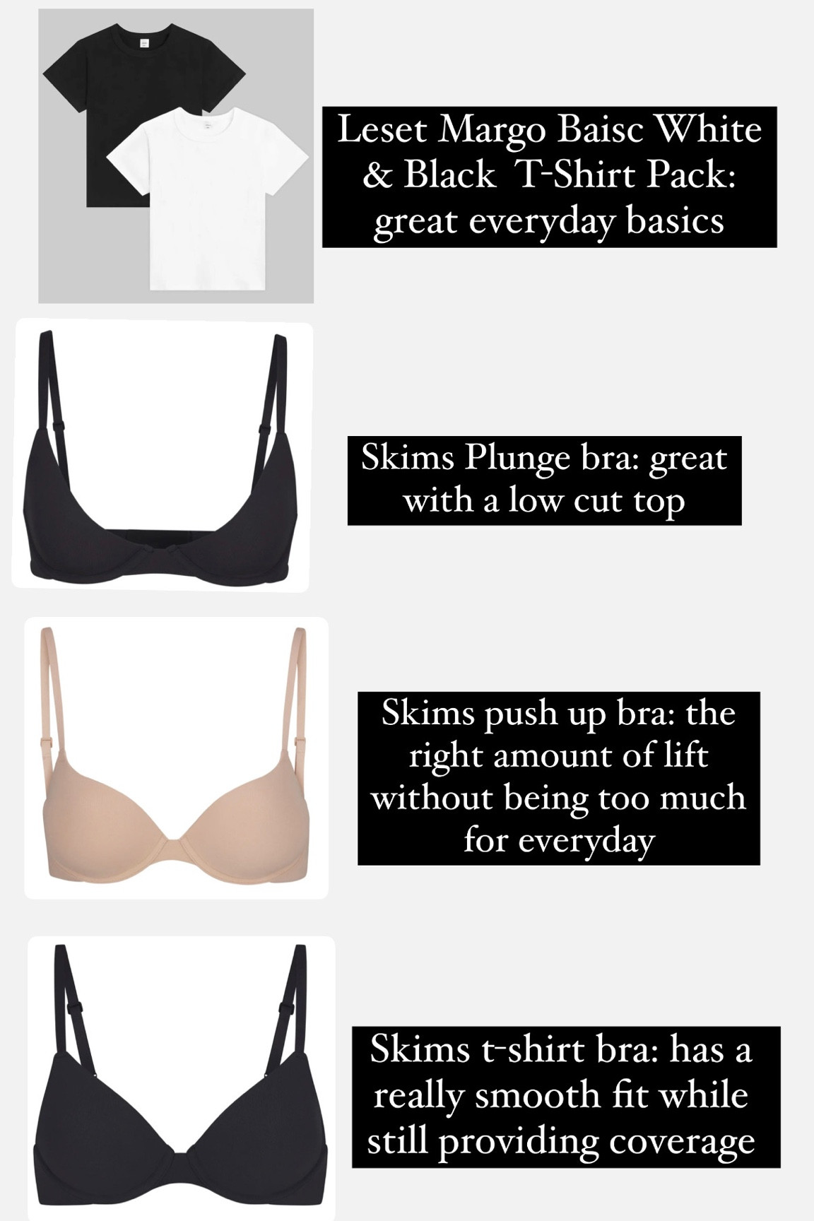What I ordered for Black Friday 

Bras and basic tshirts 