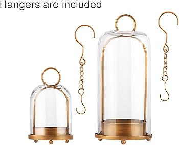 5" & 4" Wide Versatile Metal Candle Holder with Handmade Sturdy Glass Dome in Brass for Pillar Ca... | Amazon (US)