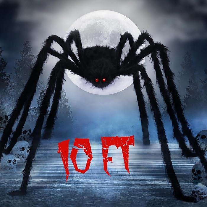 10 FT Giant Spider Halloween Decorations Outdoor - Scary Halloween Large Big Huge Realistic Fake ... | Amazon (US)