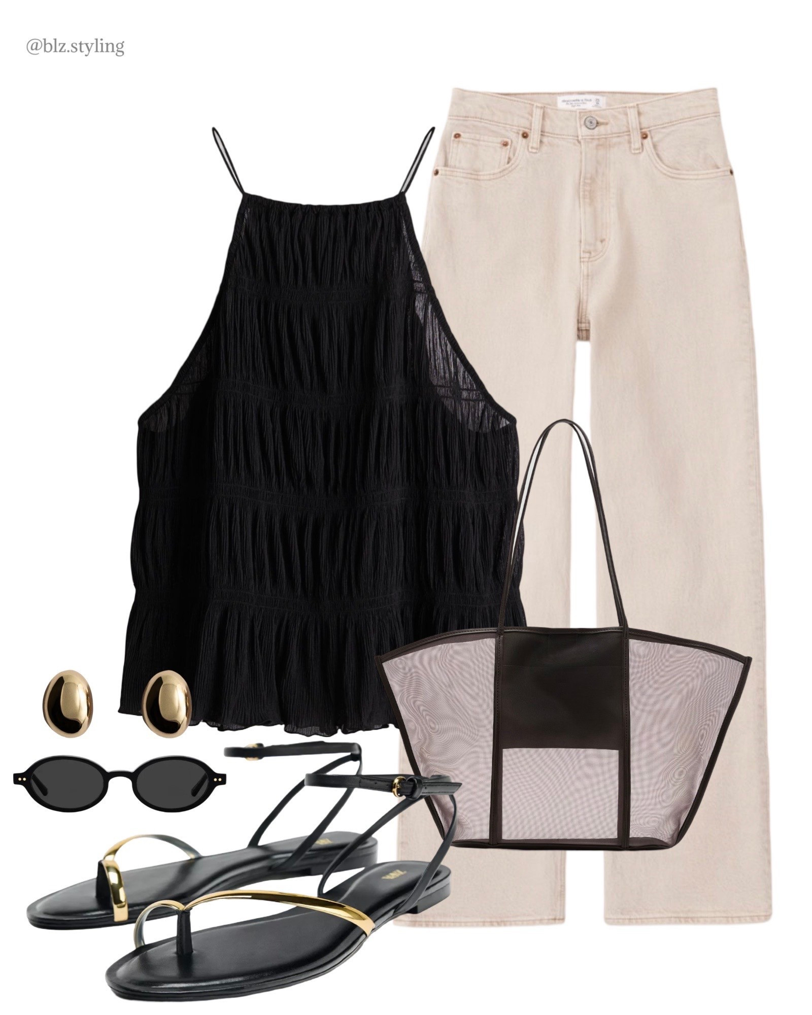 Chiffon tops for summer, mesh bag, flat sandals, gold earrings, spring inspo, summer inspo 

#LTKsummer #LTKuk #LTKstyletip