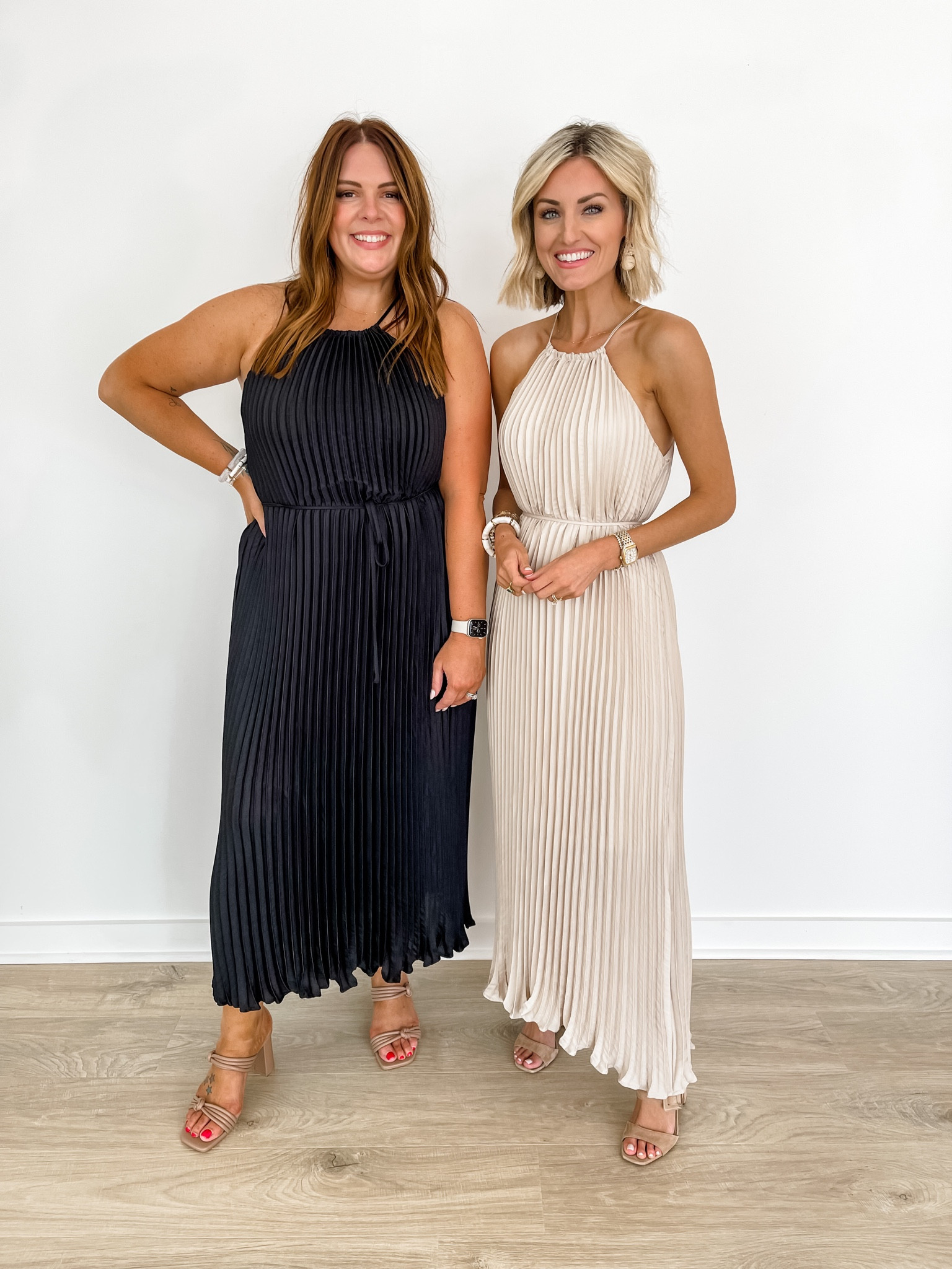 Halter pleated maxi dress sale