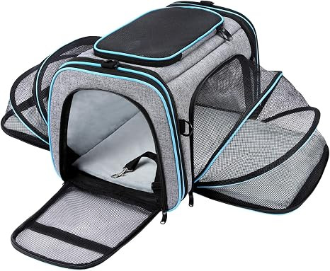 Airline Approved Pet Carrier, Large Soft Sided Pet Travel TSA Carrier 4 Sides Expandable Cat Coll... | Amazon (US)