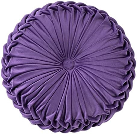 Baiyuruodie Round Velvet Pillow, Sofa Bed Bedroom Decorative Throw Pillow (38cm, Dark Purple) | Amazon (US)