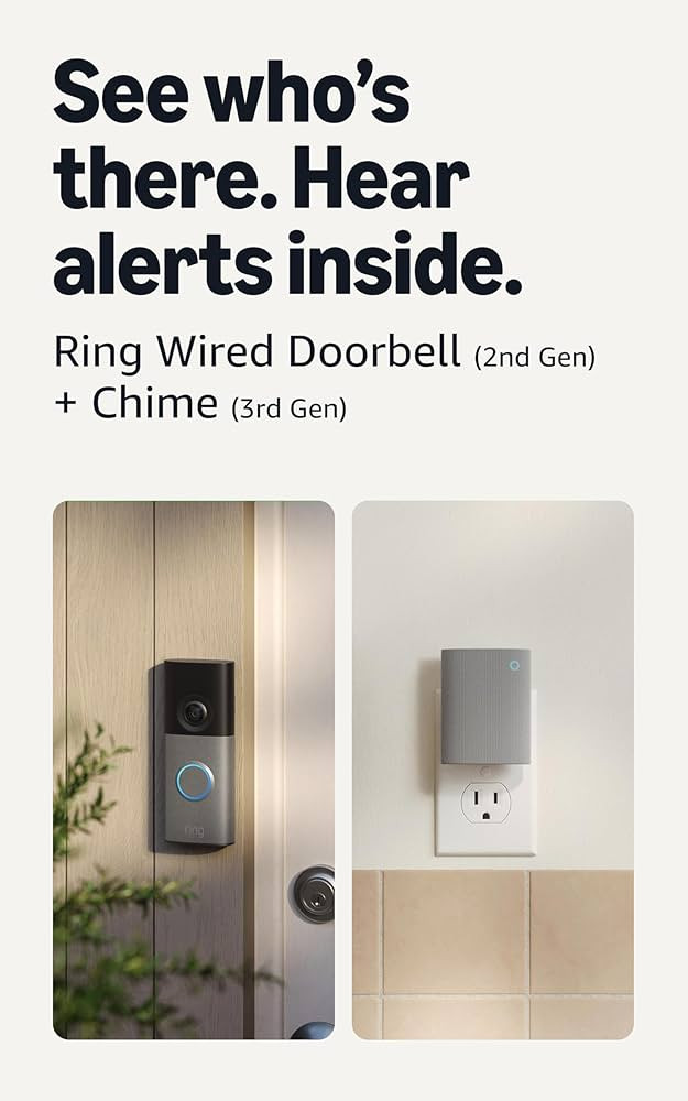 Ring Wired Doorbell (newest model), Speckled Gray with Chime (newest model), White | Amazon (US)
