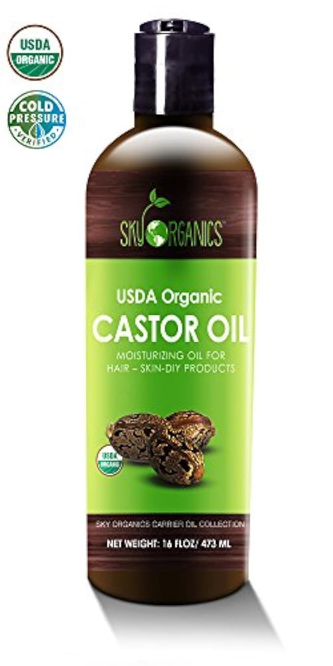Castor Oil (16oz) USDA Organic Cold-Pressed, 100% Pure, Hexane-Free Castor Oil - Moisturizing & Heal | Amazon (US)