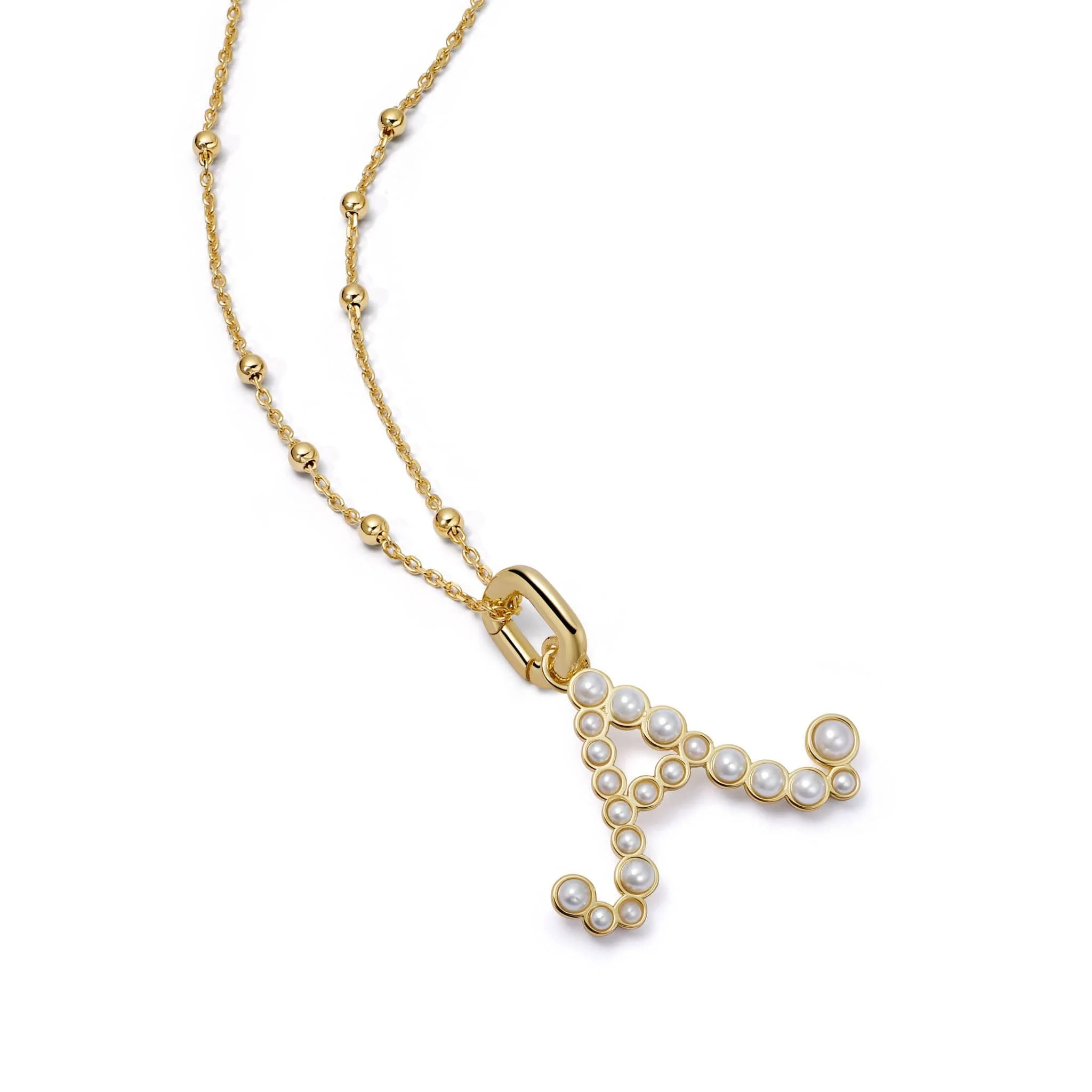 Pearl Initial Charm Necklace 18ct Gold Plate | Daisy London Jewellery