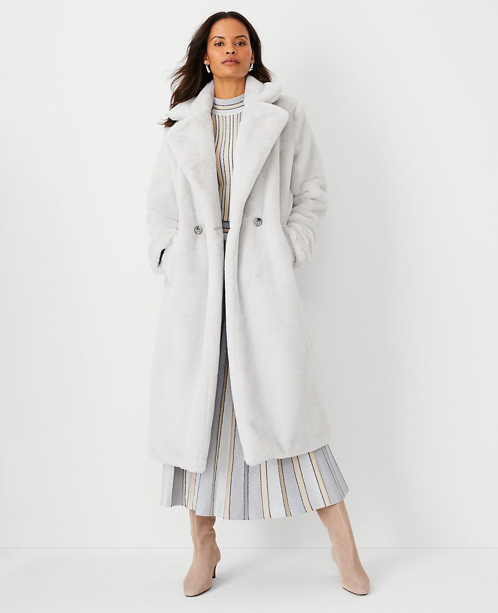 Faux Fur Double Breasted Coat | Ann Taylor (US)
