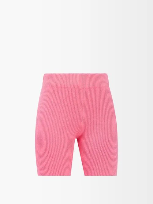 The Elder Statesman - High-rise Ribbed Cashmere Bike Shorts - Womens - Pink | Matches (US)