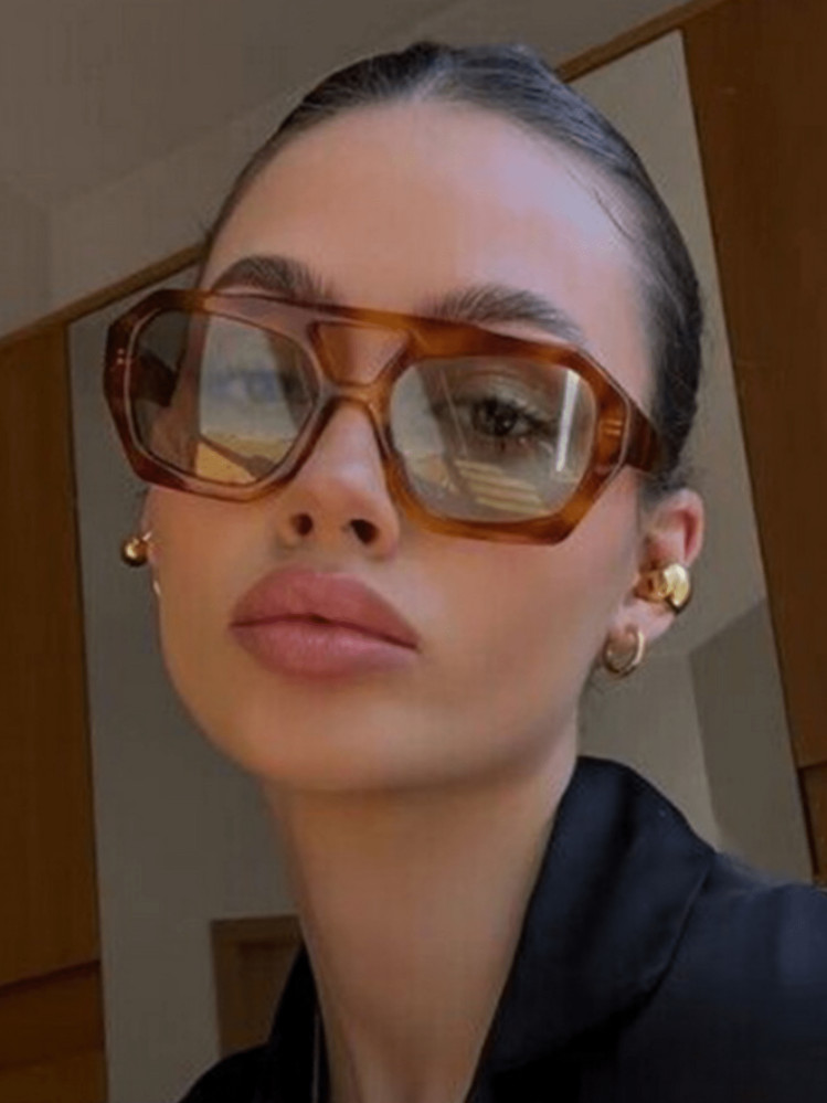 New Fashionable Square Retro Ocean Lens Fashion Glasses For Men And Women, Suitable For Daily Wea... | SHEIN
