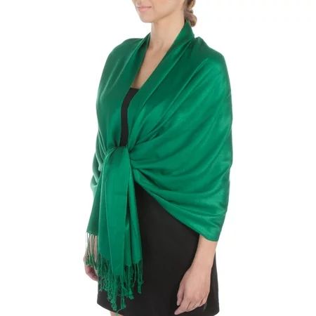 Sakkas Silky Solid Soft Pashmina Shawl Wrap Stole - Emerald Green | Walmart (US)