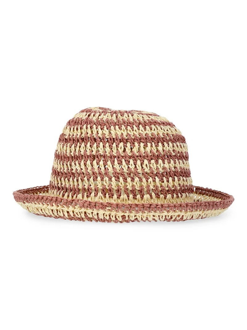 Time and Tru Women’s Straw Bucket Vacay Hat, One Size | Walmart (US)