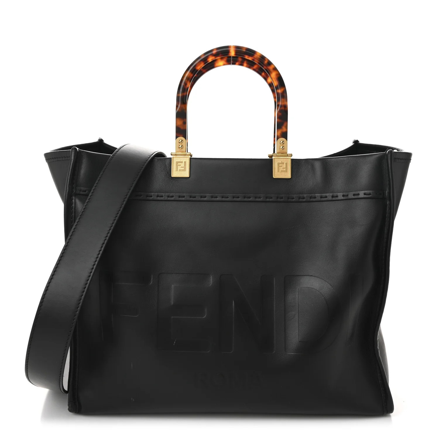 Vitello King Plexiglass Medium Fendi Sunshine Shopper Black | FASHIONPHILE (US)