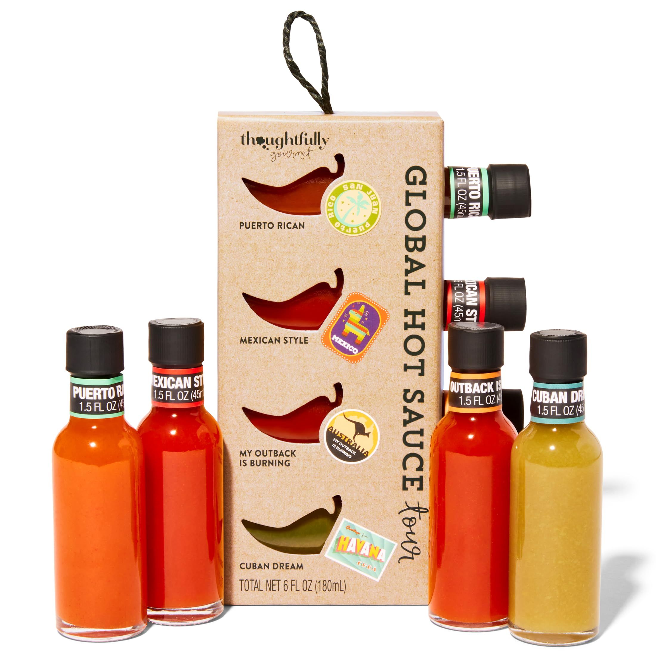 Thoughtfully Gourmet, Hot Sauces To Go: Global Edition Gift Set, Includes 5 Unique Hot Sauces: My... | Amazon (US)