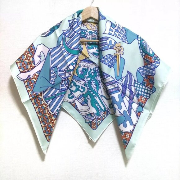 100% Authentic HERMES Carre 90 H003328S 03 Mint Vert Pale Turquoise - Scarf | Poshmark