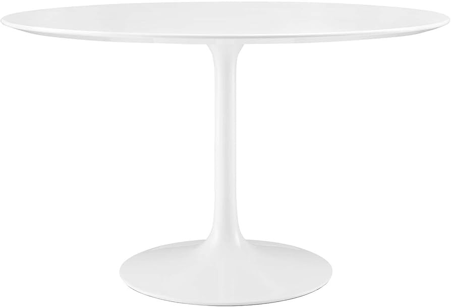 Modway Lippa 47" Mid-Century Modern Dining Table with Round Top and Pedestal Base in White | Amazon (US)