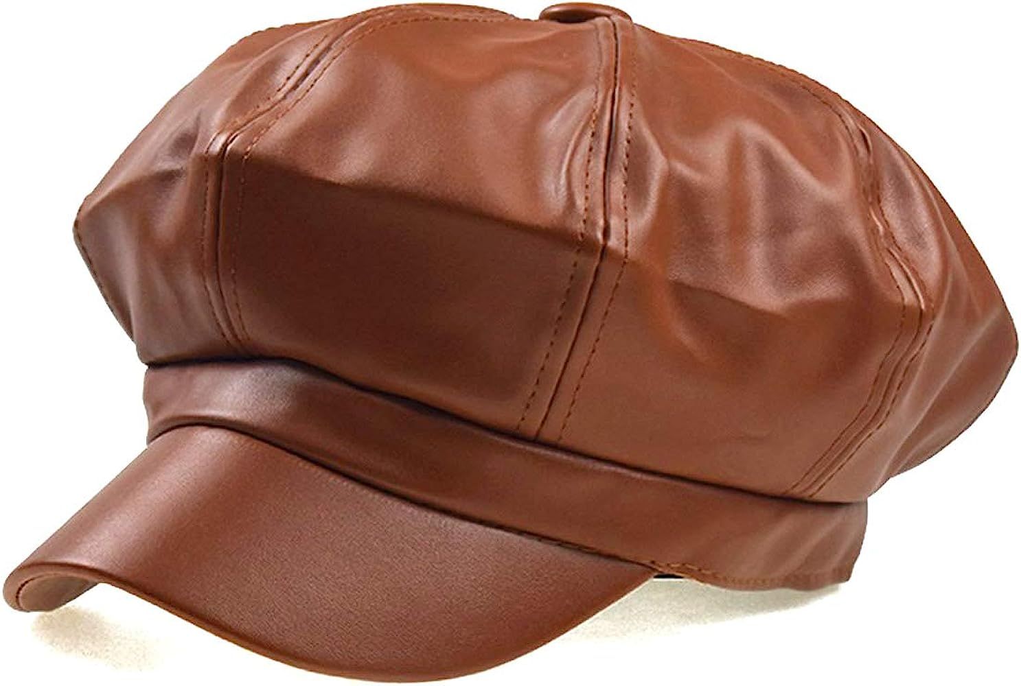 SUNTRADE Women Newsboy Hats,8 Panel Ivy Beret PU Leather Cabbie Cap | Amazon (US)