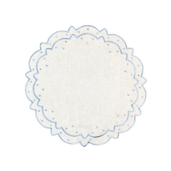 Scalloped Dot Placemat, Ivory x Periwinkle | The Avenue