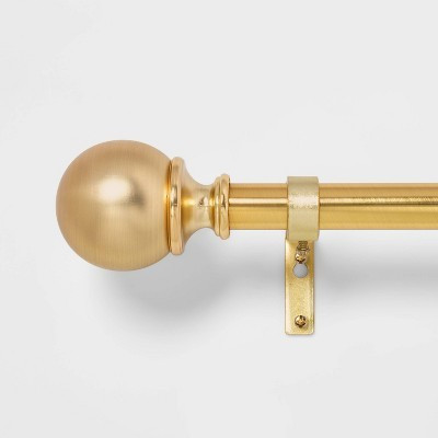 36"-66" Ball Curtain Rod Brass - Threshold™: Adjustable Gold Metal, Single Rod, 30lb Capacity | Target