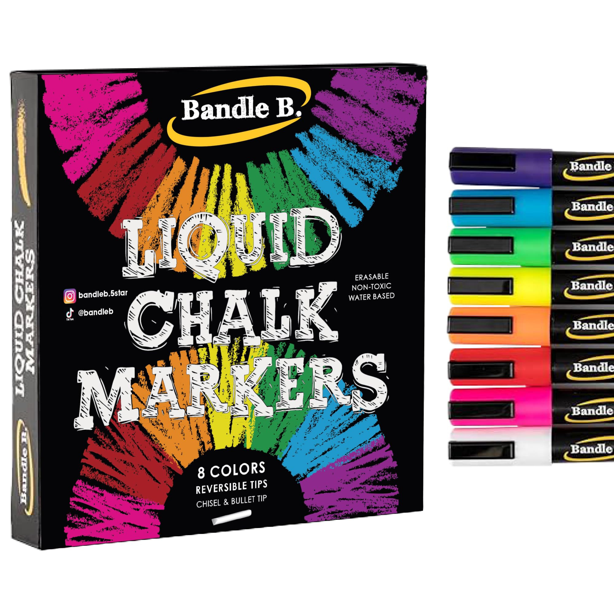 Chalk Markers - 8 Vibrant, Erasable, Non-Toxic, Water-Based, Reversible Tips, For Kids & Grown-Up... | Amazon (US)