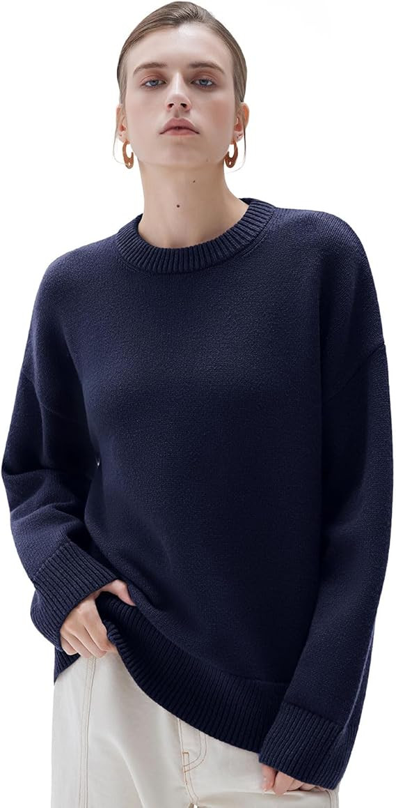 SUUKSESS Women Cashmere Oversized Long Sleeve Pullover Sweater Crew Neck Jumpers | Amazon (US)