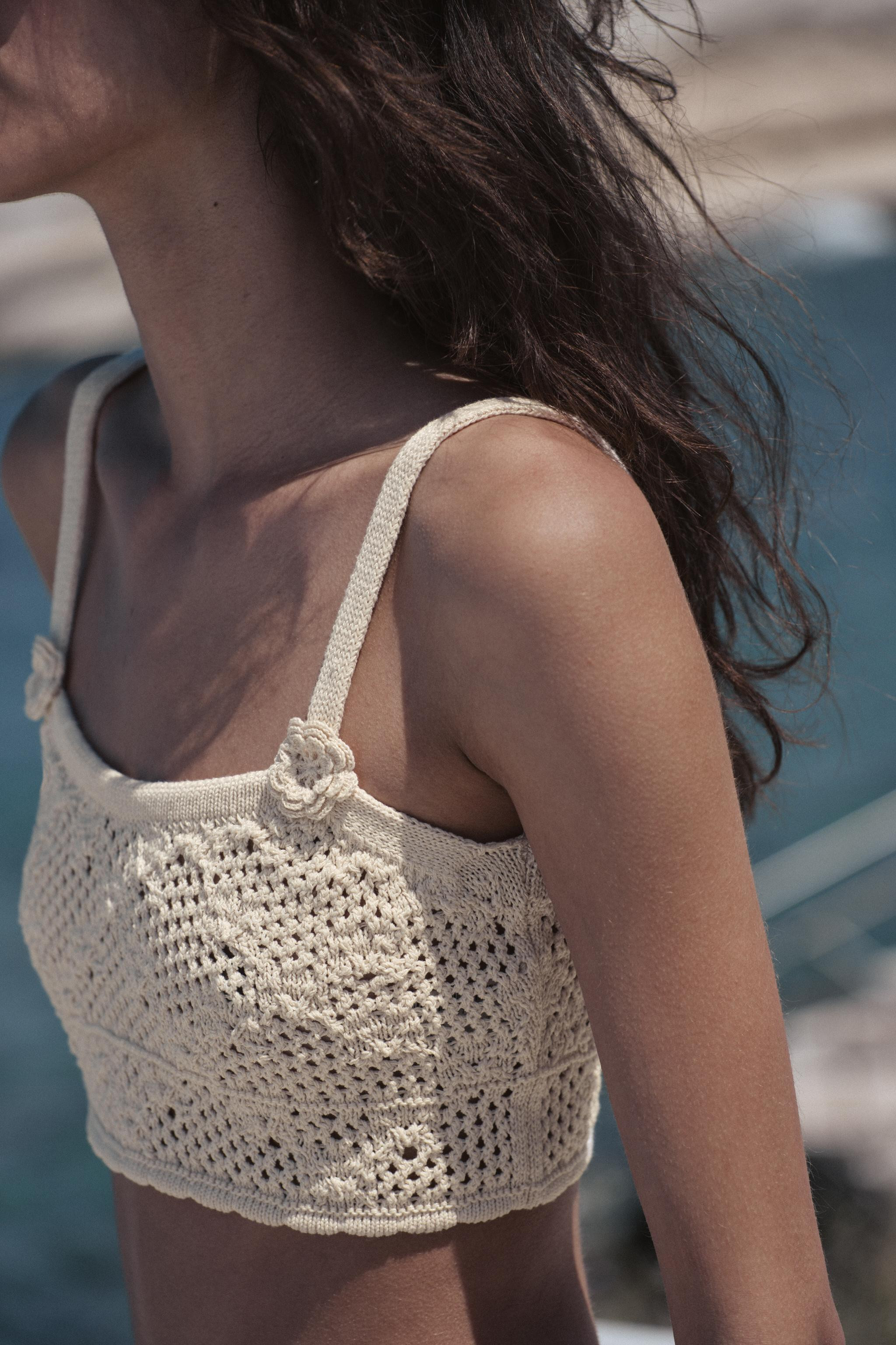 TOP IN MAGLIA POINTELLE A FIORI | Zara IT