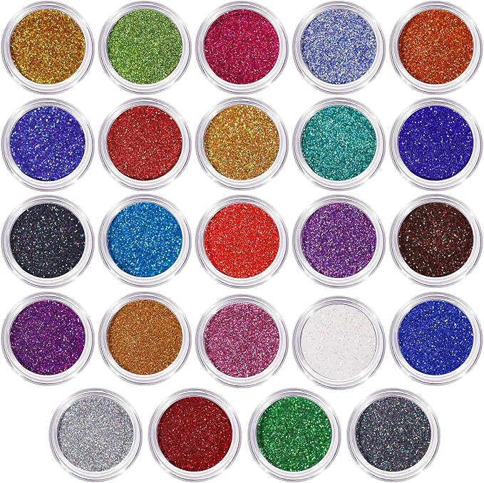 LEOBRO Fine Glitter, 24 Colors Holographic Fine Glitter for Crafts, Resin, Tumblers, Nail Body, D... | Amazon (US)