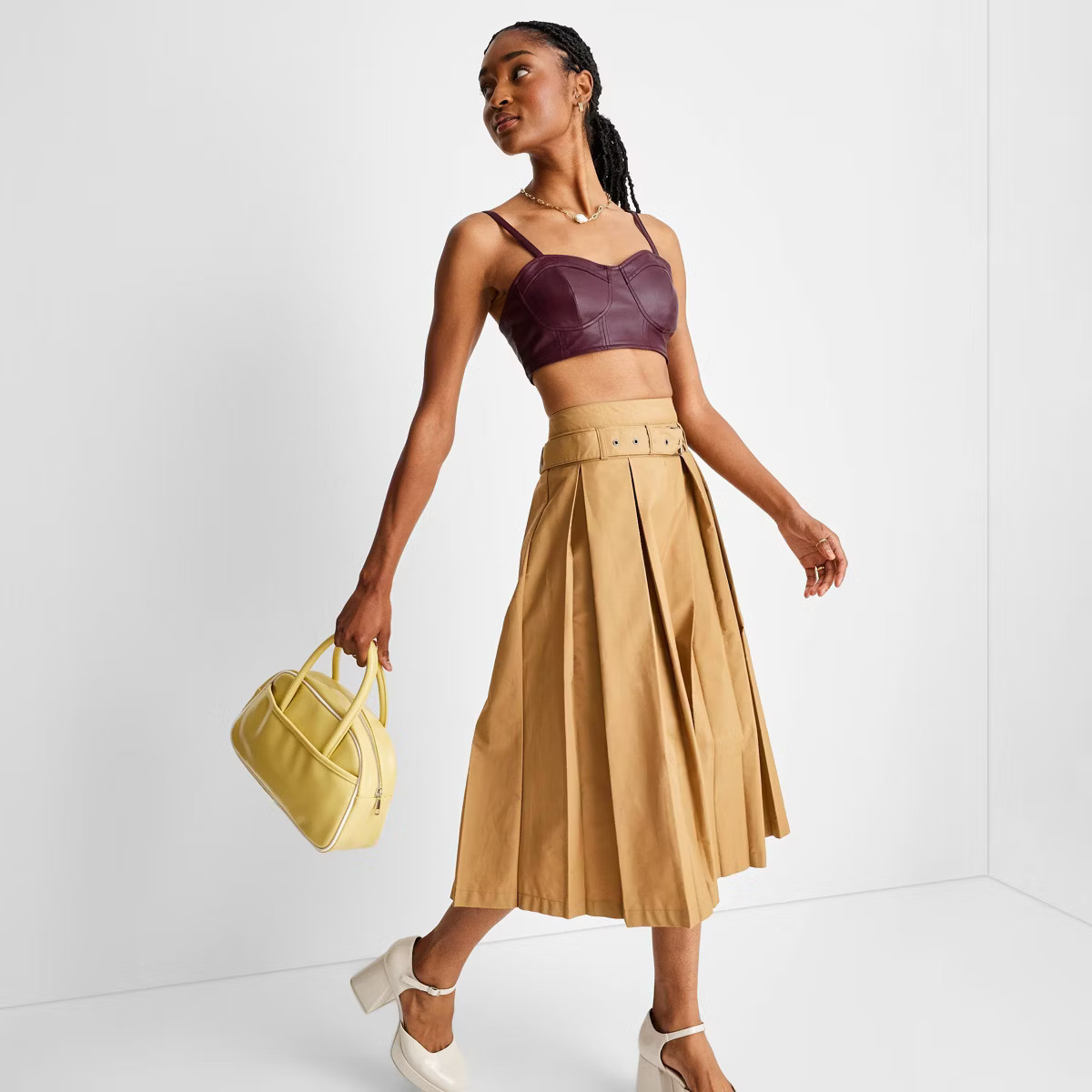 Women's Strappy Faux Leather Tiny Top - Future Collective™ with Reese Blutstein Red | Target