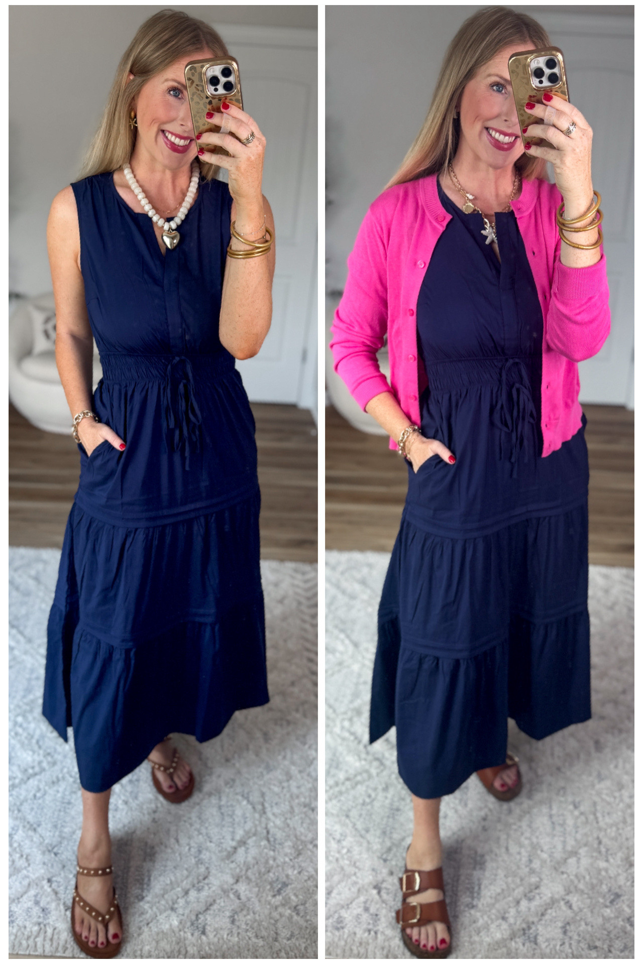 2 ways to style this navy blue tiered maxi dress from Walmart!

#LTKootd #LTKmomlife