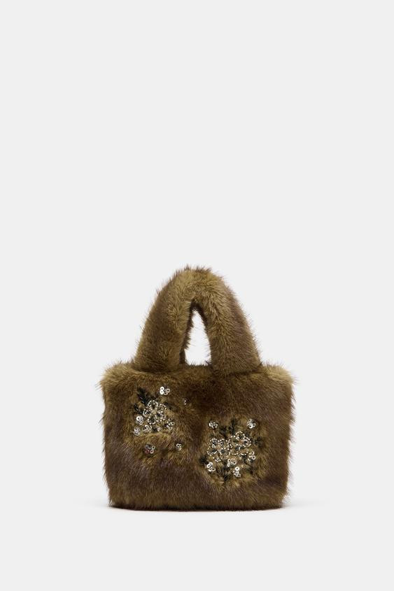 SHINY FAUX FUR HANDBAG | Zara US