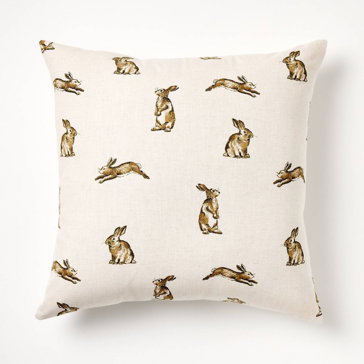 Oversized Printed Bunny Square Throw Pillow Linen/Brown - Threshold™ designed with Studio McGee | Target