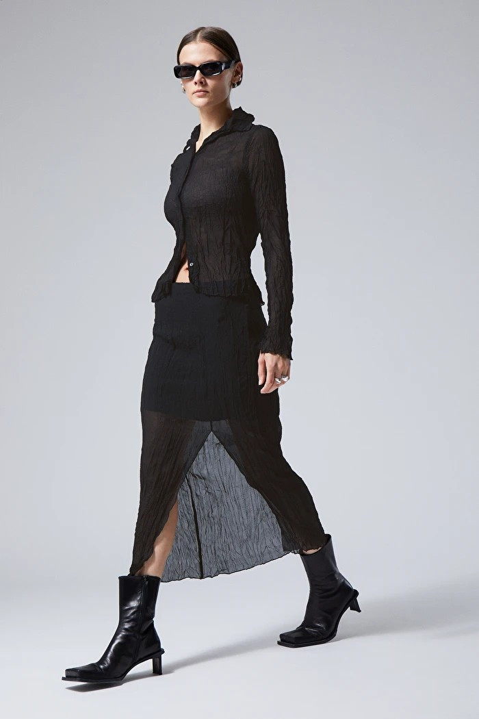 Crinkle Skirt - Black - Weekday SE | Weekday