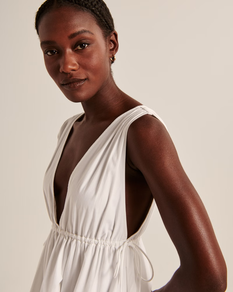 Babydoll Poplin Mini Dress | Abercrombie & Fitch (US)