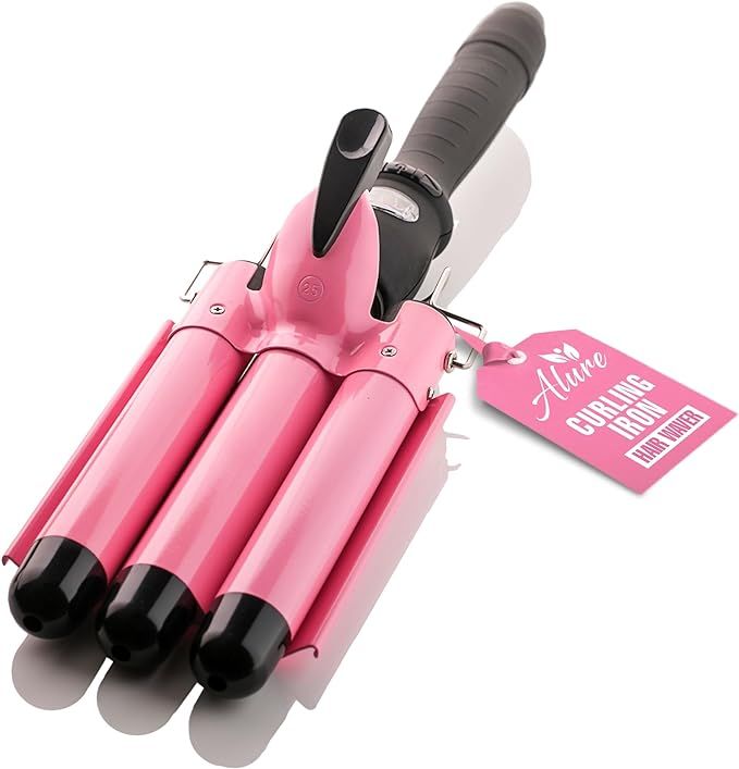 Alure Three Barrel Curling Iron Wand Hair Waver with LCD Temperature Display - 1 Inch Ceramic Tou... | Amazon (US)