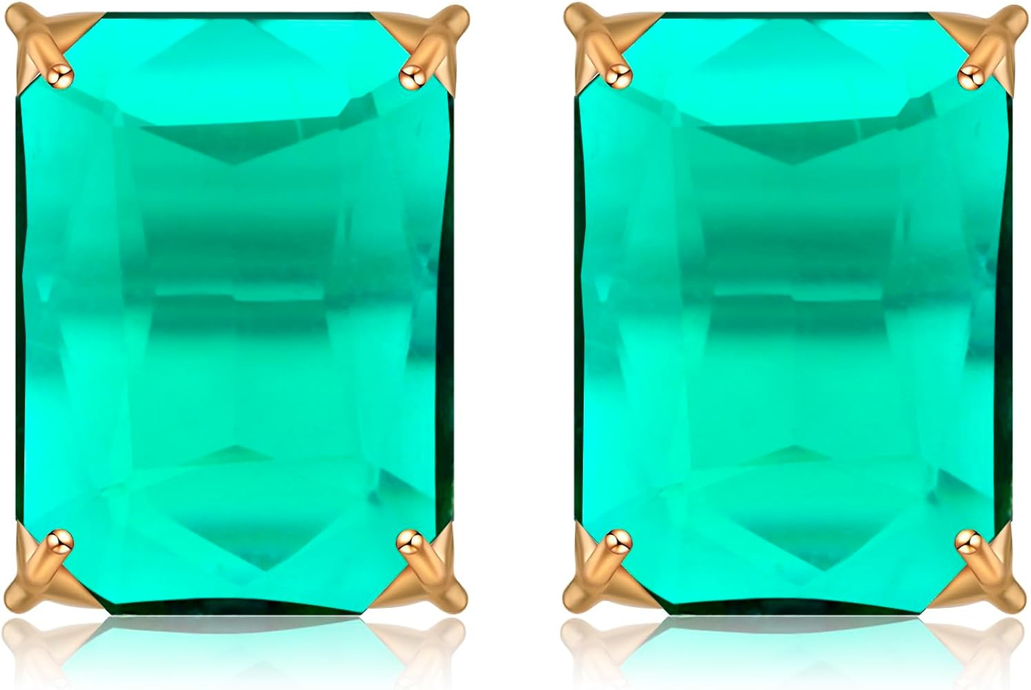 Colorful Rectangle Oval Glass Crystal Stud Earrings Hypoallergenic Gemstone Square Transparent Gl... | Amazon (US)