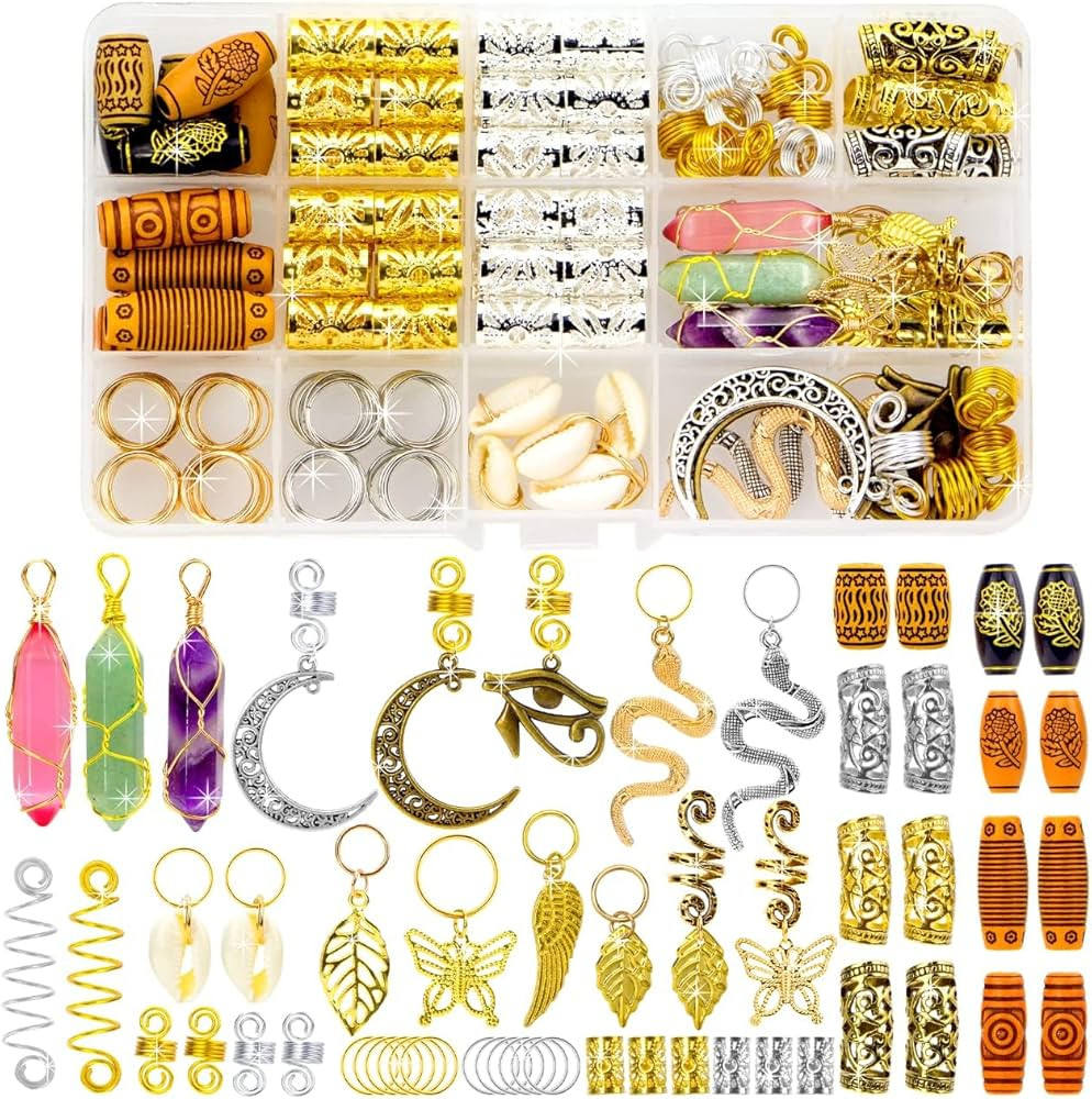 WNJ 160PCS Hair Beads Jewelry, Hair Jewelry for Braids and Women's Hair Accessories for Braids, R... | Amazon (US)