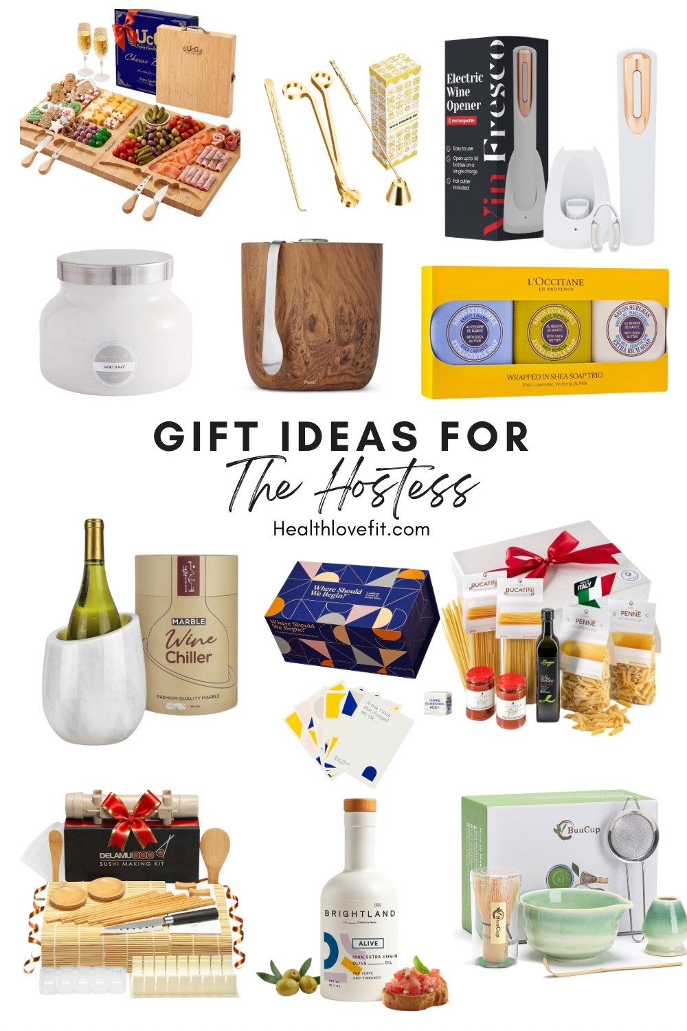 Hostess gifts can be so challenging sometimes. It’s like you want to gift them something high quality, within a reasonable price and that is still thoughtful. (Mostly items are under $45). These are a little more unique than the usual gifts. 

But I did include a candle, and L’Occitane soap - which are pretty generic but they’ll still use it and love it. 

For the wine cooler, and wine opener you can also pair with a wine of your choice. Or perhaps a wine the hostess loves. 

Some more unique gifts, I included a conversation card game which would be so fun for their future dinners and parties. For the more diy girlie a sushi making kit or a matcha kit (you can always add some matcha too). 

For the hostess that loves to cook a high quality olive oil, and an Italian pasta making kit! And a simple Charcuterie board set. 

Tags: hostess gifts, hostess gift ideas, hostess gift ideas Christmas, gifts for the hostess, dinner party hostess gift, holiday party hostess gift, holiday party hostess gift, holiday party hostess gift ideas 

#LTKGiftGuide #LTKHome #LTKHoliday