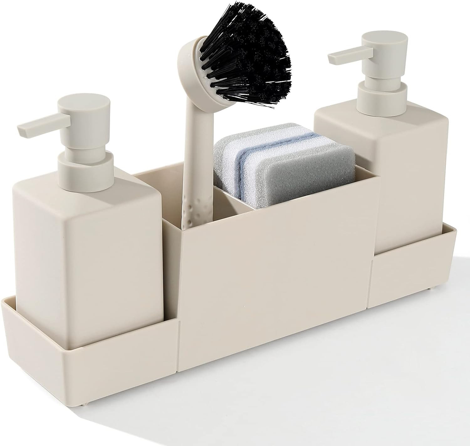 Kitchen Soap Dispenser with Sponge Holder Set for Sink Caddy, Hand Soap and Dish Soap Dispenser w... | Amazon (US)