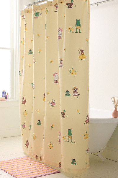 Party Animals Patterned Shower Curtain in Green at Urban Outfitters | Urban Outfitters (US and RoW)