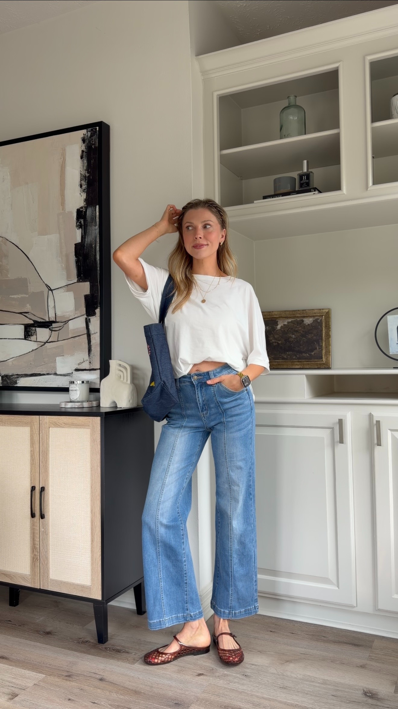 Nursing friendly mom outfit for summer! S in top, 4 in jeans 
 

 
