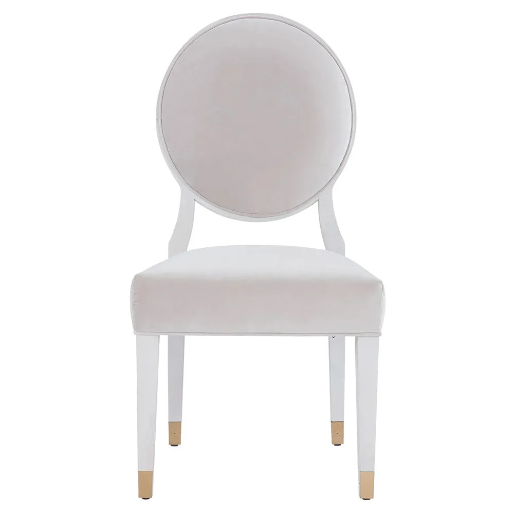 Riya French Off White Wood Frame Upholstered Seat King Louis Dining Chair | Kathy Kuo Home