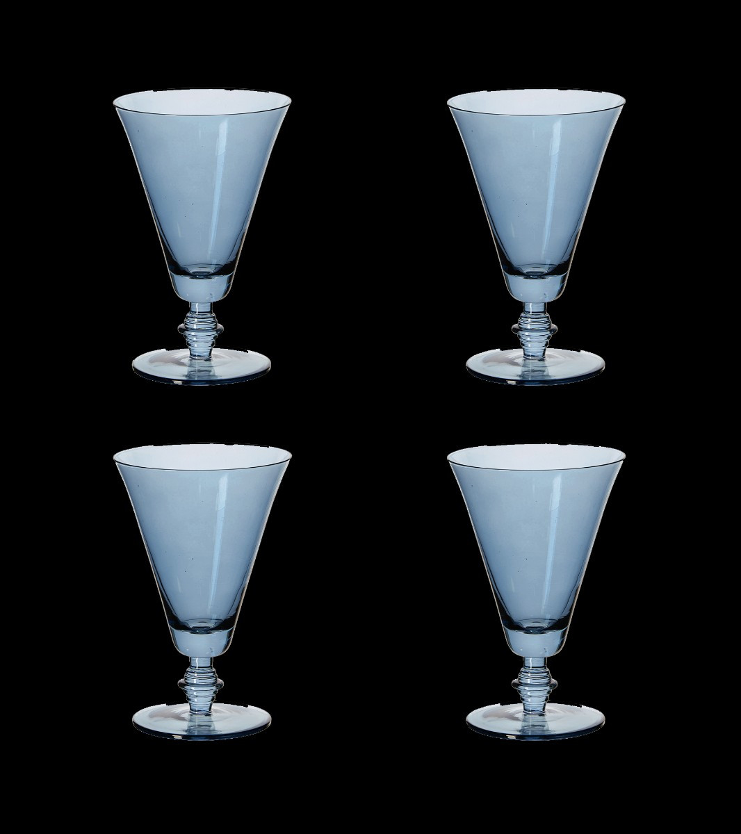 Set of Four Small Elne Champagne Flutes - Sapphire | OKA US