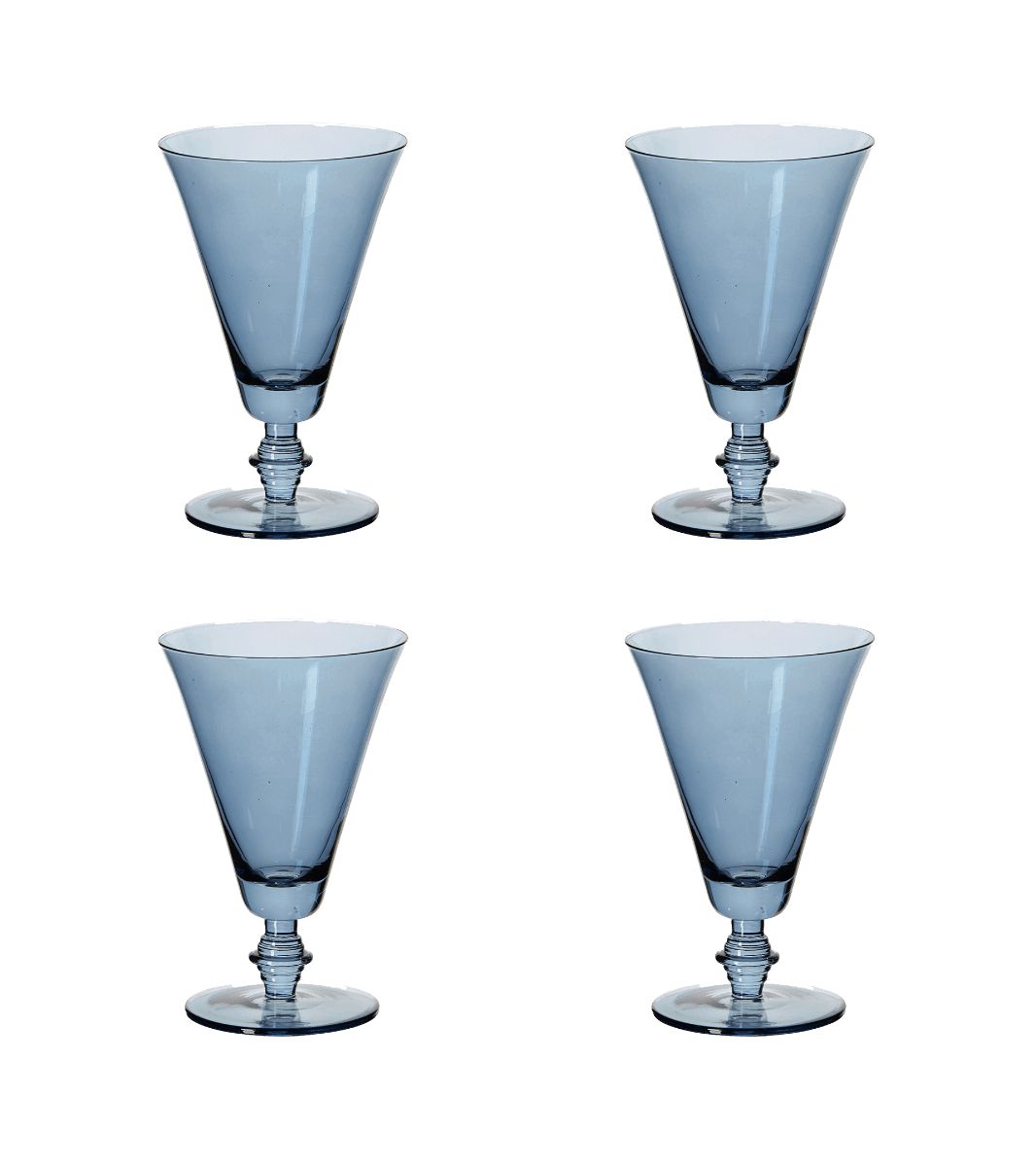 Set of Four Small Elne Champagne Flutes - Sapphire | OKA US
