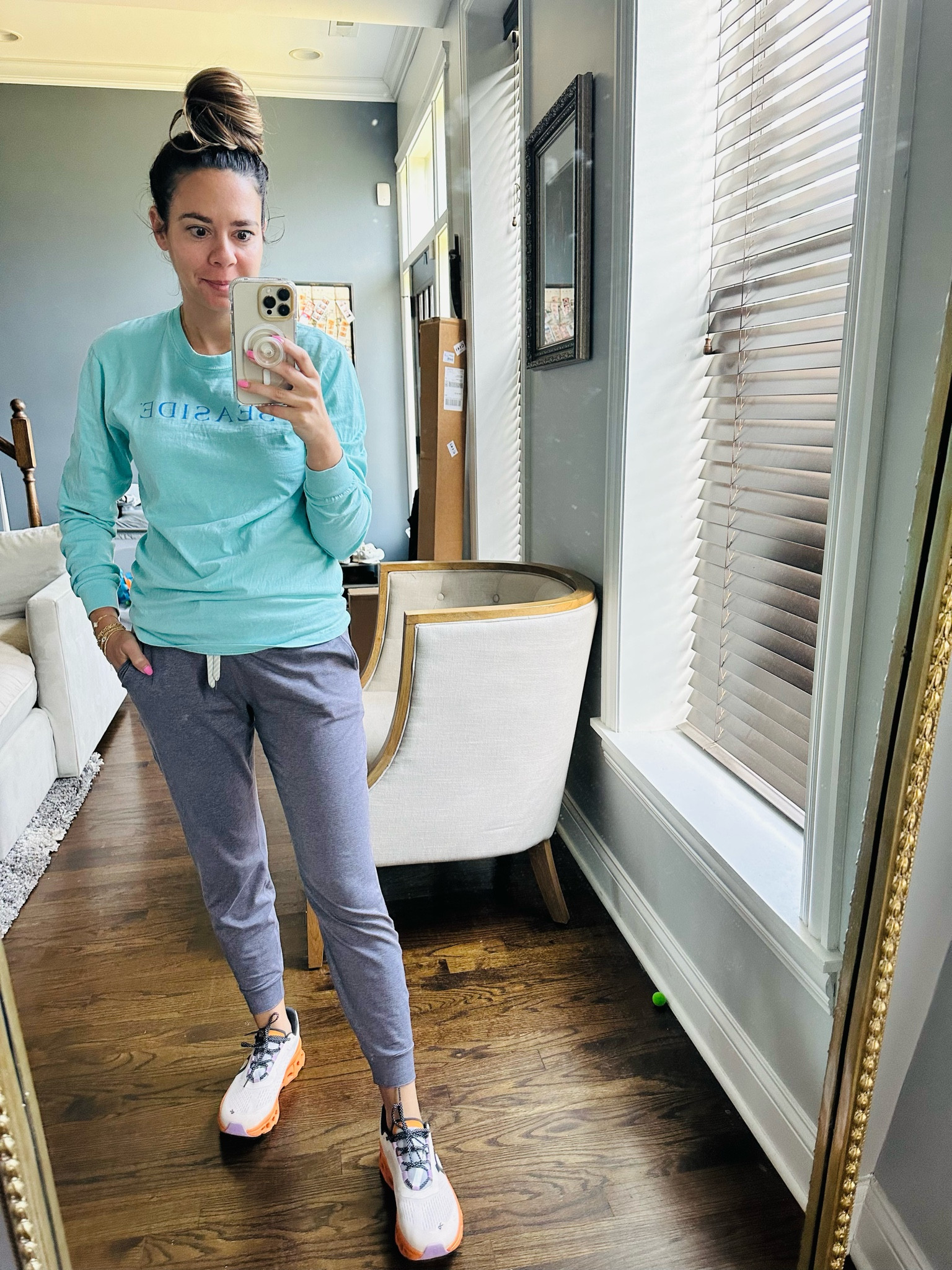 Sawyer heather vuori performance jogger and matching long sleeve crew neck shirt available in all sizes, wearing size small, sized half size up in on cloud, cloudmonster running shoe, gym shoes, love the purple, trending 
Jaclin Natale 



#LTKtravel #LTKshoecrush #LTKhome