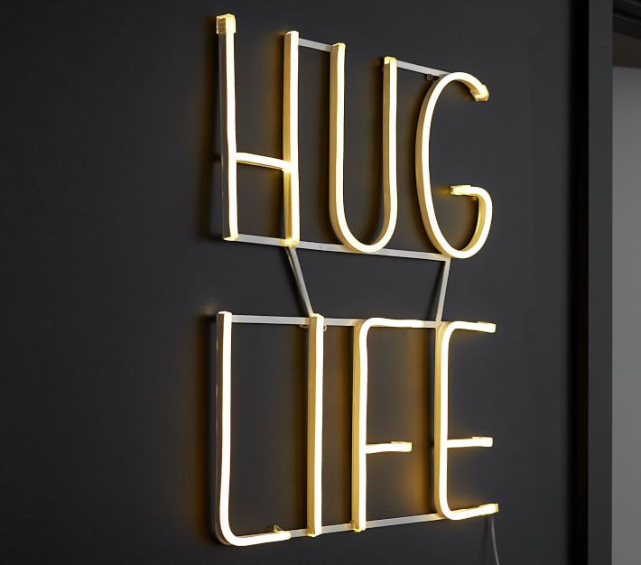 "Hug Life" LED Sentiment Wall Light | Pottery Barn Kids