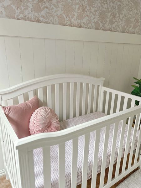 Pink baby girl nursery. Crib sheets | pink velvet pillows | floral wallpaper 

#LTKbaby #LTKbump #LTKhome