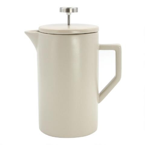 Stone Gray Ceramic and Brushed Silver French Press | World Market
