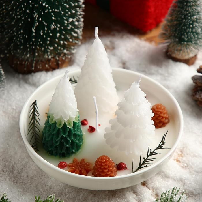 MTLEE Christmas Scented Candle 3 Wick Soy Wax Christmas Tree Freesia Decorative Candles Aromather... | Amazon (US)