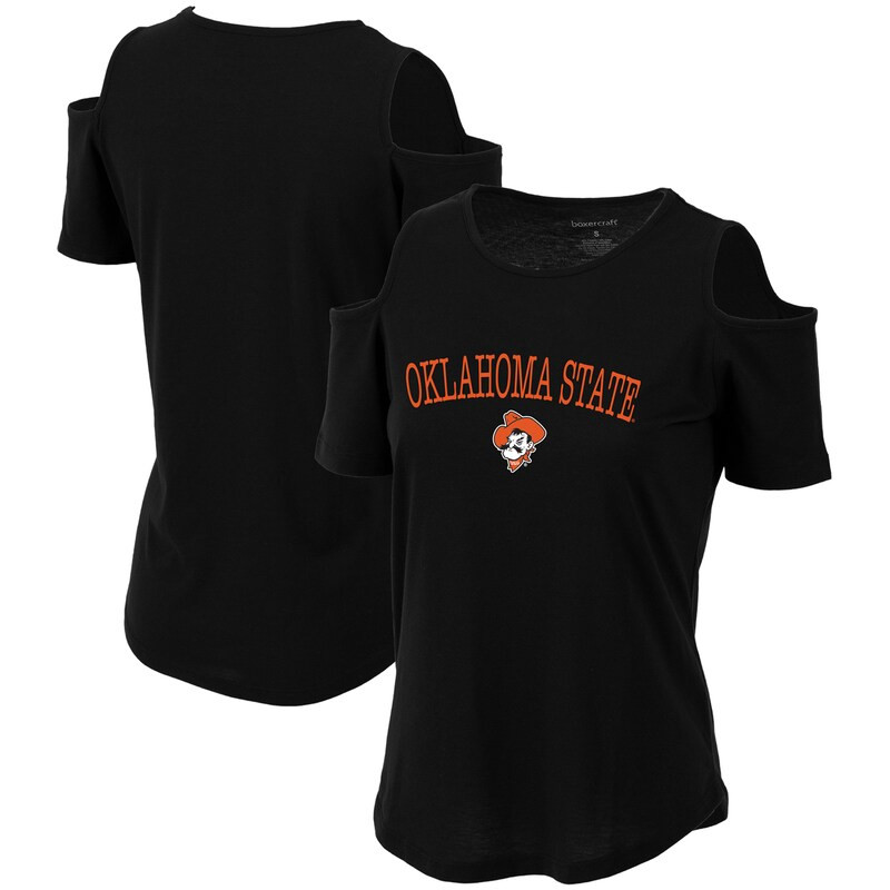 Oklahoma State Cowboys Women's Sueded Jersey Cold Shoulder T-Shirt - Black | Fanatics