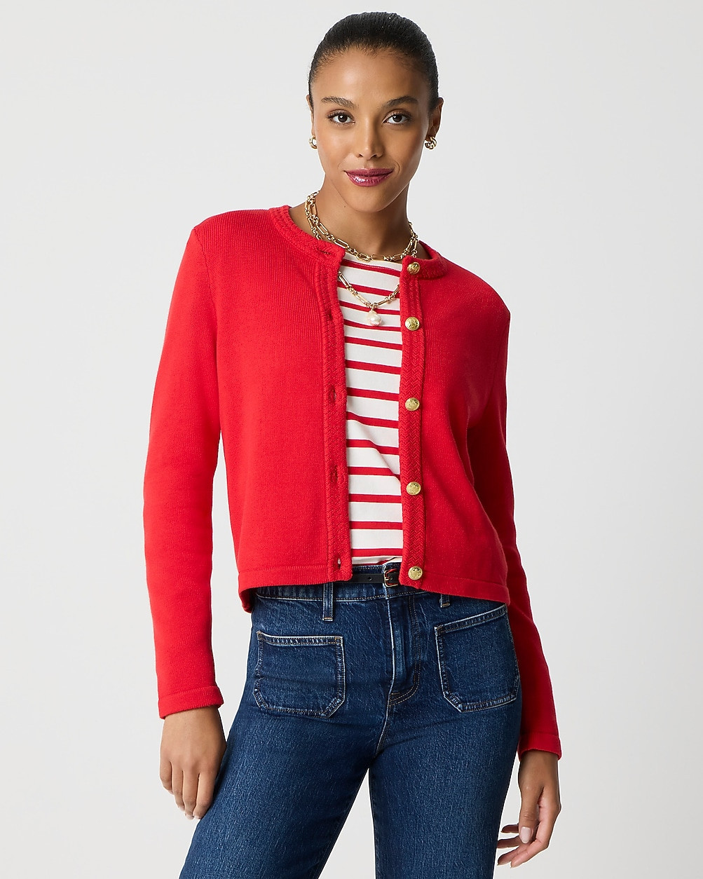 Cotton-blend cardigan sweater lady jacket | J.Crew Factory