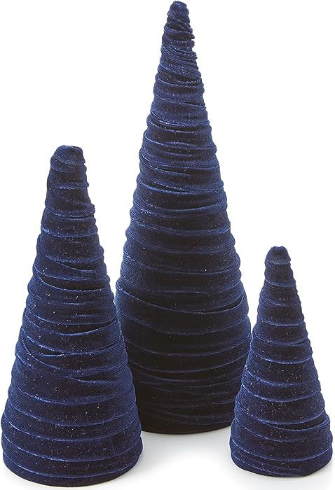 Your Heart's Content Velvet Trees Set of 3 Navy, Artisan Mantel Decor, Blue Christmas Tree Tablet... | Amazon (US)